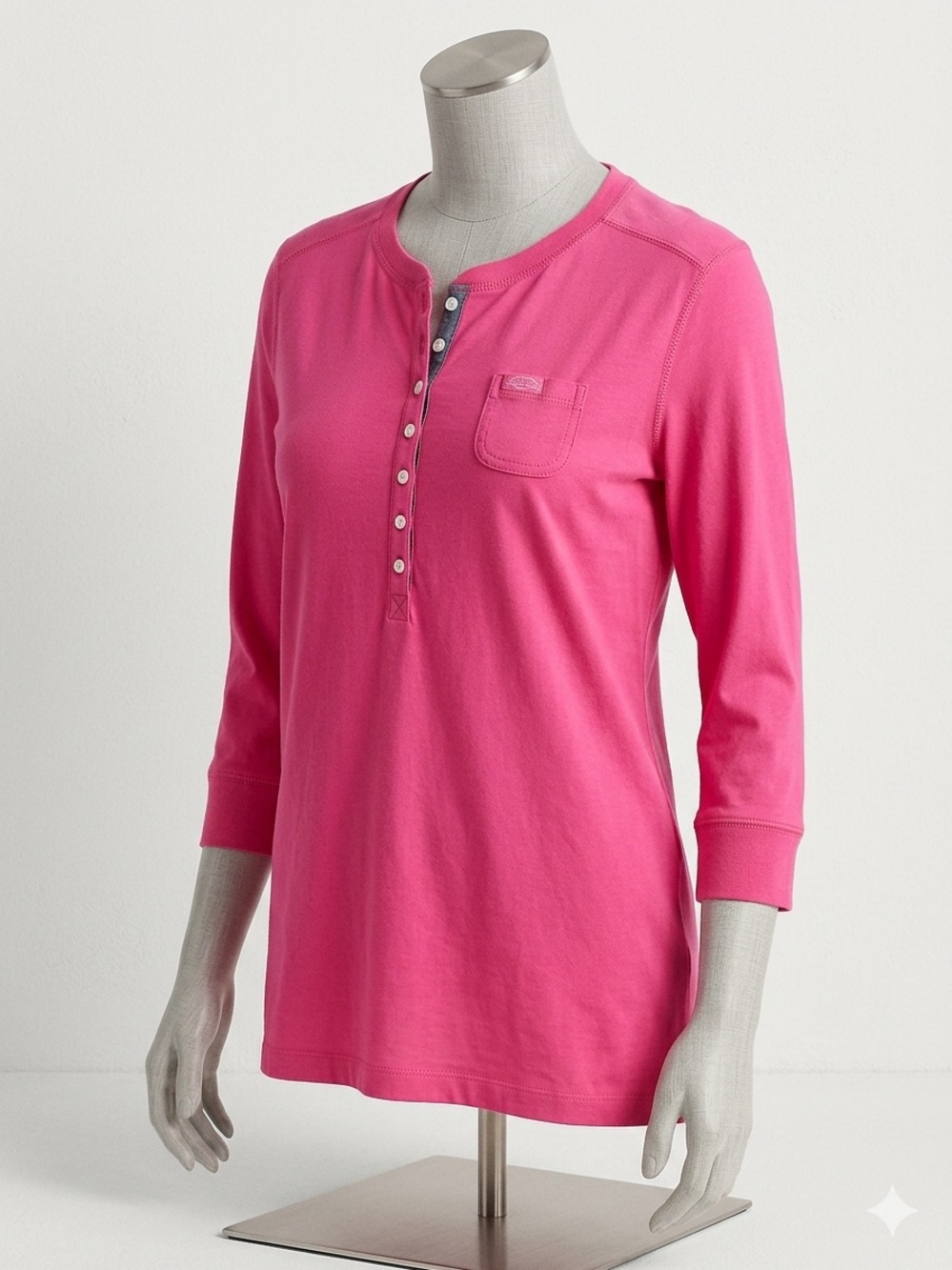 NWOT Lauren Ralph Lauren Hot Pink Henley Long Sleeve Top XL
